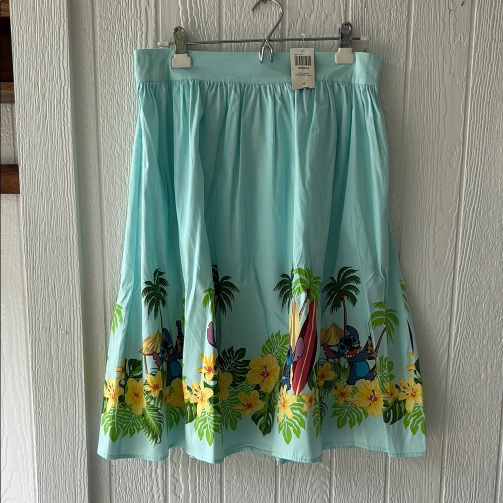 New NWT Disney Lilo and Stitch Tropical Retro Border Print Women's Skirt sz L